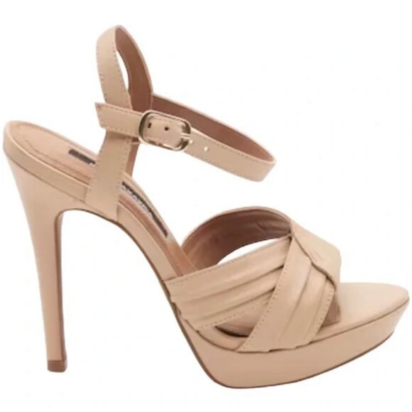 BCBG Max Azria Ravil Criss Cross Platform Sandal in Almond Size 8 *NWOB* - Picture 2 of 12